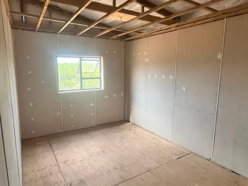 Inside the Nutec home after cladding