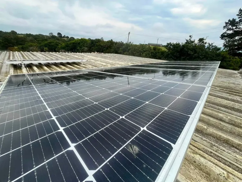 Clean solar panels on a roof