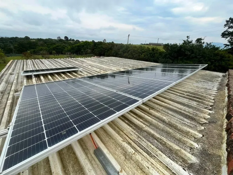Solar panels being cleaned