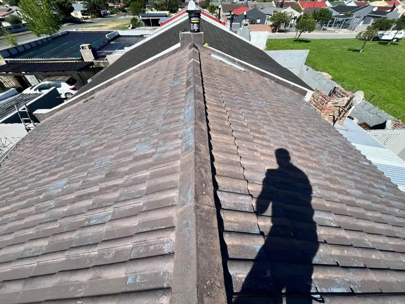 Tile roof ready for cleaning