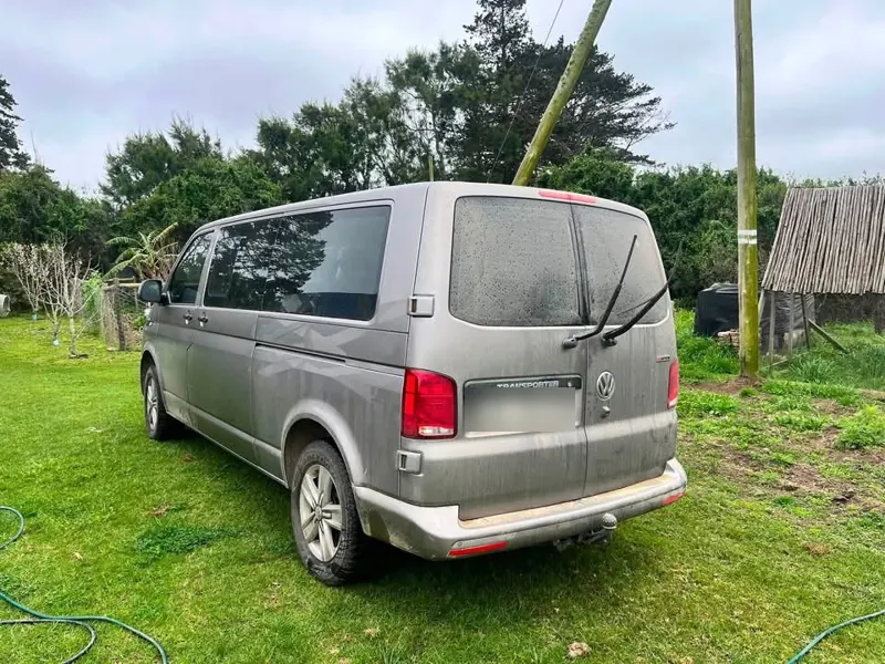 Dusty minibus before washing